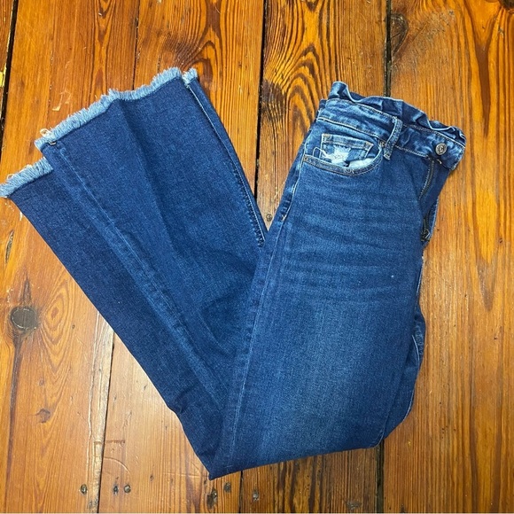 Rockin’ C Women's High Rise Flared Jeans Size 29 Elastic Waist Raw Hem Western - Picture 10 of 11